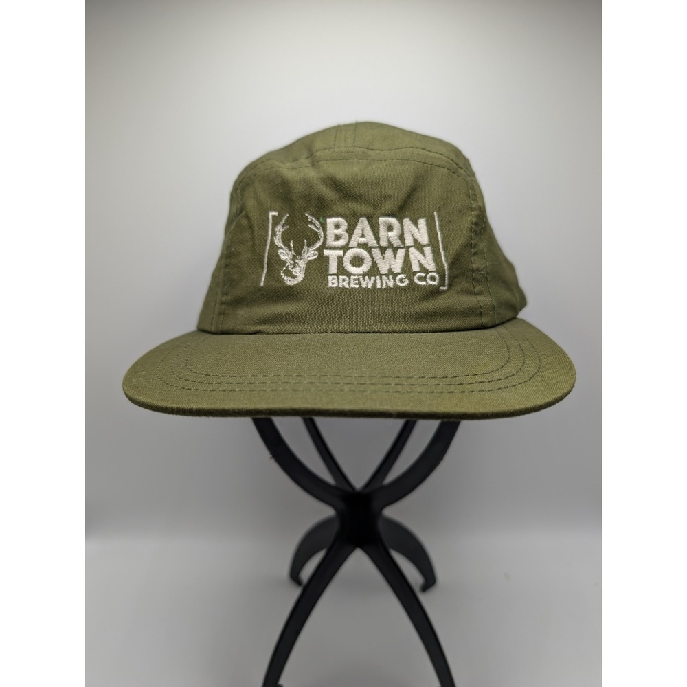 Paramount Apparel Barn Town Brewing Co 5 Panel Camper Hat Olive Green Cotton